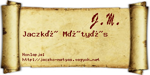 Jaczkó Mátyás névjegykártya