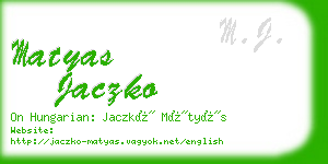 matyas jaczko business card